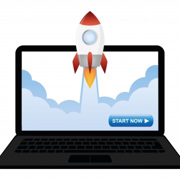 Faster computer with rocket taking off